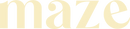 The word 'maze' written in a decorative font on a light background