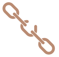 Brown chain link on a white background representing breakage