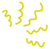 Yellow squiggle lines on a white background, representing frizz
