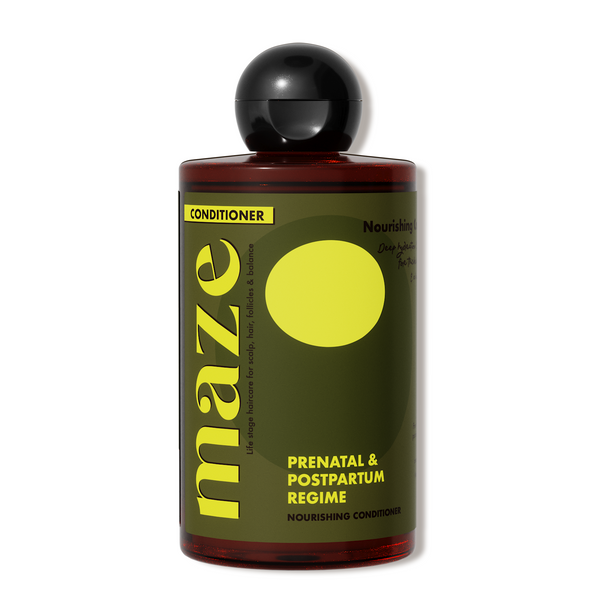 Bottle of Maze conditioner with a black cap on a white background