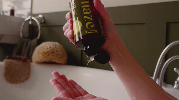 Washing hair with Maze prenatal & postpartum hair products